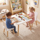 Kids Table and 2 Chairs Set, w/ Pine Wood Legs, Children Activity Table Set