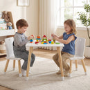 Kids Table and 2 Chairs Set, w/ Pine Wood Legs, Children Activity Table Set