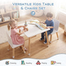 Kids Table and 2 Chairs Set, w/ Pine Wood Legs, Children Activity Table Set