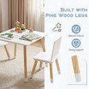 Kids Table and 2 Chairs Set, w/ Pine Wood Legs, Children Activity Table Set