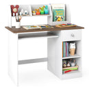 Kids Study Desk, Children Writing Table w/Hutch - Natural