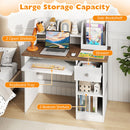Kids Study Desk, Children Writing Table w/Hutch