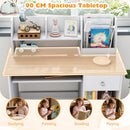 Kids Study Desk, Children Writing Table w/Hutch