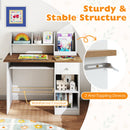 Kids Study Desk, Children Writing Table w/Hutch