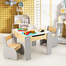 Kids Table and Chair Set, 3-in-1 Wooden Activity Table and 2 Chairs for Drawing, Studying