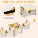 Kids Table and Chair Set, 3-in-1 Wooden Activity Table and 2 Chairs for Drawing, Studying