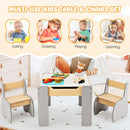 Kids Table and Chair Set, 3-in-1 Wooden Activity Table and 2 Chairs for Drawing, Studying