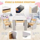 Kids Table and Chair Set, 3-in-1 Wooden Activity Table and 2 Chairs for Drawing, Studying