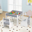 Kids Table and Chair Set, 3-in-1 Wooden Activity Table and 2 Chairs for Drawing, Studying