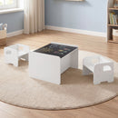 3 PCS Kids Table and Chair Set Space-saving Toddler Table and 2 Chairs with Chalkboard