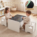 3 PCS Kids Table and Chair Set Space-saving Toddler Table and 2 Chairs with Chalkboard
