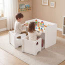 3 PCS Kids Table and Chair Set Space-saving Toddler Table and 2 Chairs with Chalkboard