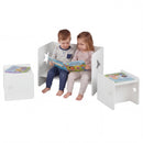 3 PCS Kids Table and Chair Set, Space-Saving Toddler Activity Desk and 2 Chairs - White
