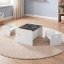 3 PCS Kids Table and Chair Set, Space-Saving Toddler Activity Desk and 2 Chairs