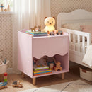 Kids Bedside Table, Toddler Nightstand with Wide Top & Open Compartment