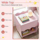 Kids Bedside Table, Toddler Nightstand with Wide Top & Open Compartment