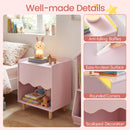 Kids Bedside Table, Toddler Nightstand with Wide Top & Open Compartment