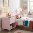 Kids Bedside Table, Toddler Nightstand with Wide Top & Open Compartment