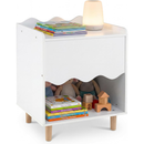 Kids Bedside Table, Toddler Nightstand with Wide Top & Open Compartment