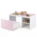 Scalloped Kids Bookshelf and Toy Storage Organizer for Bedroom - Pink