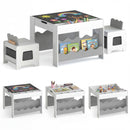 Wooden Kids Table and Chairs Set Multi-purpose Activity Table Set with Tabletop - Grey