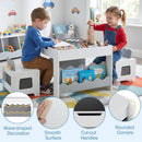 Wooden Kids Table and Chairs Set Multi-purpose Activity Table Set with Tabletop