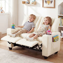 Beige 2-Seater Kids Recliner Chair with 2 Cup Holders and 2 Side Storage Pockets