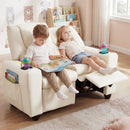 Beige 2-Seater Kids Recliner Chair with 2 Cup Holders and 2 Side Storage Pockets