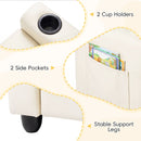 Beige 2-Seater Kids Recliner Chair with 2 Cup Holders and 2 Side Storage Pockets