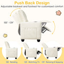 Beige 2-Seater Kids Recliner Chair with 2 Cup Holders and 2 Side Storage Pockets