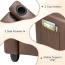 Brown 2-Seater Kids Recliner Chair with 2 Cup Holders and 2 Side Storage Pockets