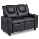 Black 2-Seater Kids Recliner Chair with 2 Cup Holders and 2 Side Storage Pockets