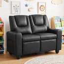 Black 2-Seater Kids Recliner Chair with 2 Cup Holders and 2 Side Storage Pockets