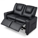 Black 2-Seater Kids Recliner Chair with 2 Cup Holders and 2 Side Storage Pockets