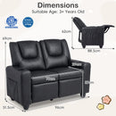 Black 2-Seater Kids Recliner Chair with 2 Cup Holders and 2 Side Storage Pockets