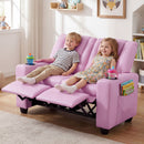 Pink 2-Seater Kids Recliner Chair with 2 Cup Holders and 2 Side Storage Pockets