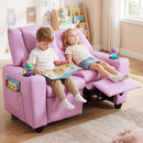 Pink 2-Seater Kids Recliner Chair with 2 Cup Holders and 2 Side Storage Pockets