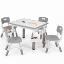 Kids Table and 4 Chairs Set, Height Adjustable Toddler Desk and Chair Set