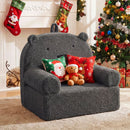 Kids Bear Sofa in grey with teddy fleece cover, perfect for playroom relaxation and comfort.