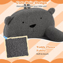 Kids bear sofa in grey with teddy fleece fabric, featuring a cute design and lightweight, portable structure for.
