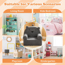 Kids Bear Sofa in grey with teddy fleece cover, perfect for playrooms, lightweight and portable for easy movement.