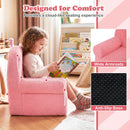 Kids Bear Sofa in pink with teddy fleece cover, wide armrests, and anti-slip base for cozy playroom relaxation.