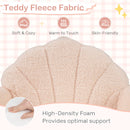Shell-shaped backrest of the 2-in-1 kids flip out sofa in beige teddy fleece, offering cozy support for playroom.