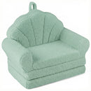 Green 2-in-1 Kids Flip Out Sofa with Soft Fabric Cover for Playroom