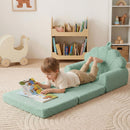 Green 2-in-1 Kids Flip Out Sofa with Soft Fabric Cover for Playroom