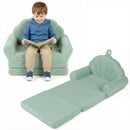 Green 2-in-1 Kids Flip Out Sofa with Soft Fabric Cover for Playroom