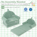 Green 2-in-1 Kids Flip Out Sofa with Soft Fabric Cover for Playroom