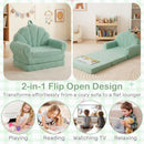 Green 2-in-1 Kids Flip Out Sofa with Soft Fabric Cover for Playroom