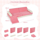 Modular kids play couch set in pink, featuring 10 foam pieces for versatile configurations, ideal for play and.