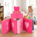 14-piece pink kids play couch set with soft crystal velvet, featuring various shapes for imaginative play and comfort.